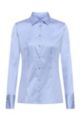 Slim-fit blouse in easy-iron poplin, Light Blue
