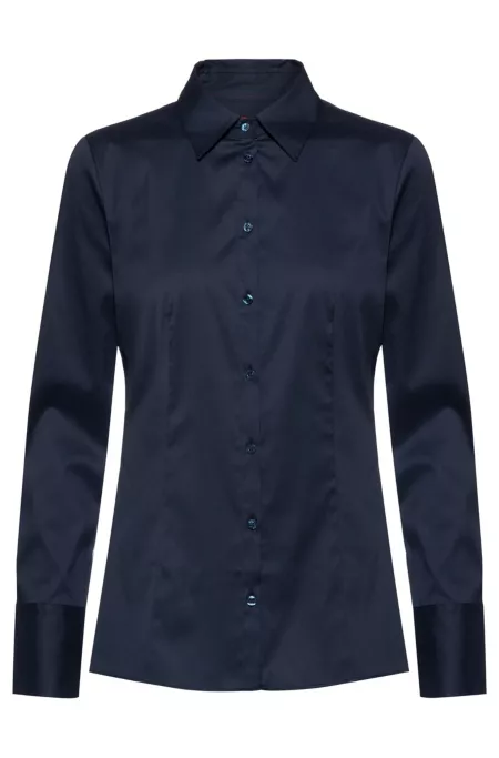 Slim-fit blouse in easy-iron poplin
