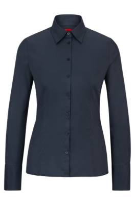 Hugo Slim-fit Blouse In Easy-iron Poplin