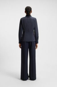 Chemisier Slim Fit en popeline facile à repasser, Bleu foncé