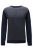 Regular-fit sweater with structured front panel, Dark Blue