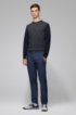 Regular-fit sweater with structured front panel, Dark Blue
