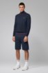 Zip-neck sweater in cotton-blend stretch yarn, Dark Blue