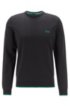 Knitted sweater in cotton-blend stretch yarn, Black
