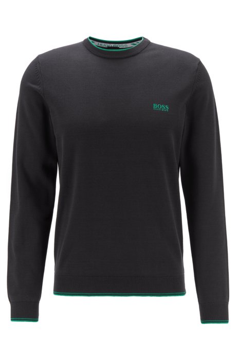 Knitted sweater in cotton-blend stretch yarn, Black