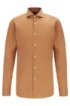 Slim-fit shirt in cotton-rich poplin, Beige