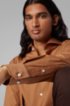 Slim-fit shirt in cotton-rich poplin, Beige