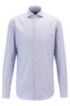 Slim-fit shirt in micro-structured Italian cotton, Dark Blue