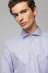 Slim-fit shirt in micro-structured Italian cotton, Dark Blue