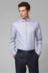 Slim-fit shirt in micro-structured Italian cotton, Dark Blue