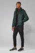Water-repellent down jacket with detachable hood and sleeves, Green