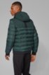 Water-repellent down jacket with detachable hood and sleeves, Green