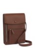 Envelope bag in embossed Italian leather with polished hardware, Brown