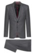 Extra-slim-fit three-piece suit in patterned virgin wool, Dark Grey