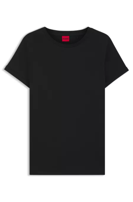 Slim-fit T-shirt in cotton with rolled sleeves