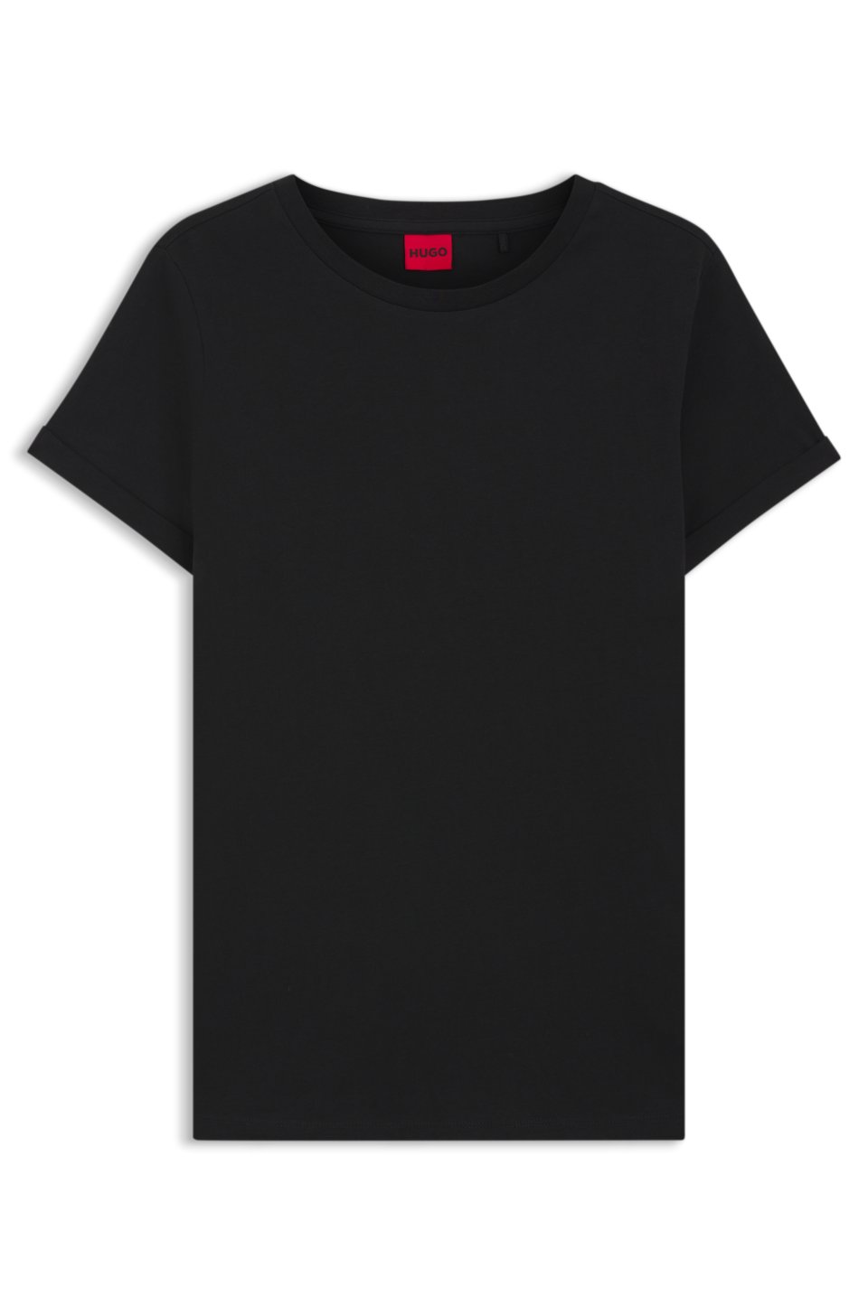 Slim-fit T-shirt in cotton with rolled sleeves