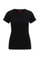 Camiseta de punto de algodón con logo estampado invertido, Negro