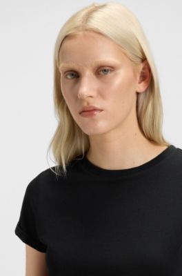 Cotton T-shirt in a slim fit, Black