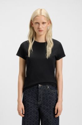 Cotton-jersey T-shirt with rear logo detail, Black