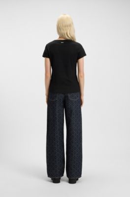 T-Shirt aus Baumwoll-Jersey mit Logo auf der R&uuml;ckseite, Schwarz