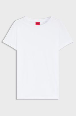 Slim-fit T-shirt in cotton with rolled sleeves, White