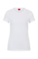 Camiseta de punto de algodón con logo estampado invertido, Blanco