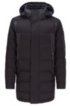 Water-repellent down jacket with detachable hood, Black