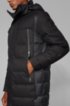 Water-repellent down jacket with detachable hood, Black