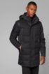 Water-repellent down jacket with detachable hood, Black