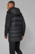 Water-repellent down jacket with detachable hood, Black