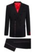 Relaxed-fit double-breasted suit in selvedge stretch wool, Black