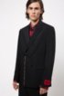 Relaxed-fit double-breasted suit in selvedge stretch wool, Black