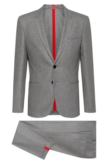 Extra-slim-fit suit in a felted wool blend, Grey