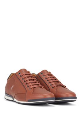 hugo boss brown leather trainers
