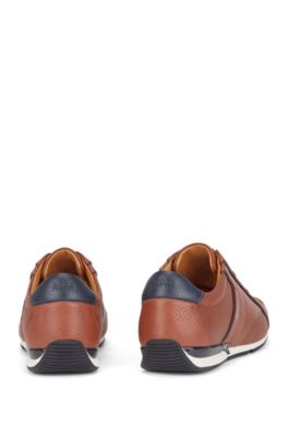 hugo boss brown leather trainers