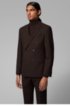 Slim-fit double-breasted suit in stretch virgin wool, Dark Brown