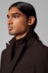 Slim-fit double-breasted suit in stretch virgin wool, Dark Brown