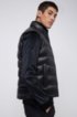Baffle-quilted gilet with block-effect reversed-logo print, Black