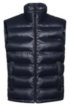 Baffle-quilted gilet with block-effect reversed-logo print, Dark Blue