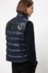 Baffle-quilted gilet with block-effect reversed-logo print, Dark Blue
