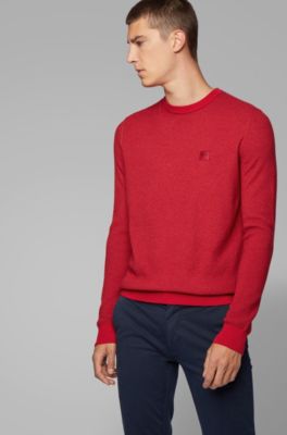 Virgin-wool sweater in structured knit
