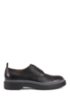 Leather Derby shoes with lug sole and contrast detail, Black