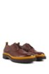 Leather Derby shoes with lug sole and contrast detail, Dark Brown