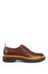 Leather Derby shoes with lug sole and contrast detail, Dark Brown