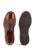 Leather Derby shoes with lug sole and contrast detail, Dark Brown