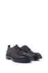 Leather Derby shoes with lug sole and contrast detail, Dark Blue