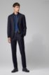 Leather Derby shoes with lug sole and contrast detail, Dark Blue