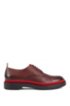 Leather Derby shoes with lug sole and contrast detail, Dark Red
