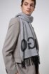 Reverse-logo scarf in a wool-blend jacquard, Grey