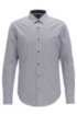 Slim-fit shirt in Vichy-check cotton twill, Dark Blue